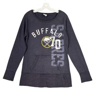 Buffalo Sabres Shirt Womens M Blue Camp‎ David NHL Hockey Pocket Heavyweight